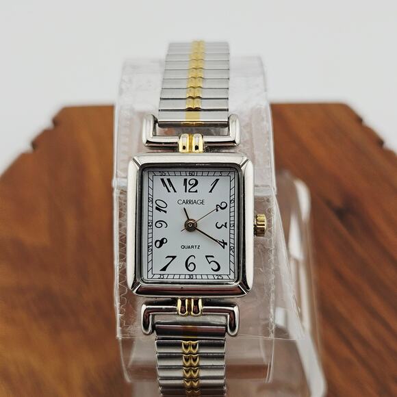 Carriage Women's Two Tone Stretch Band Pull On Watch Simple Classic Everyday - Picture 1 of 7